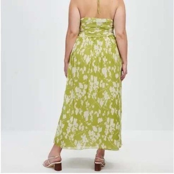 Abercrombie & Fitch Green Floral Halter Maxi Dress Size L - Picture 13 of 14